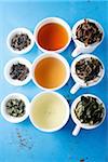 Assorted blue-green teas