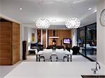 Open plan dining room in private House, Worsley, Salford, Greater Manchester, England, UK. Architects: Stephenson Bell