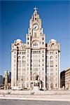 The Liver Building in at Pier Head, Liverpool, Merseyside, England, UK. Designed by Designed by Walter Aubrey Thomas