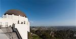 View of downtown Los Angeles, California, from the Griffith Observatory in the Hollywood hills.