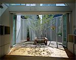 View through open door to balcony courtyard terrace