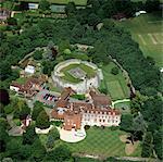 Donjon du château de Farnham. Vue aérienne.