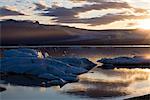 Sun setting over Jokulsarlon glacial lagoon, Iceland