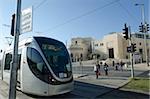 Light train at Tsahal square. Jerusalem. Israel, Middle East