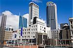 Gratte-ciels vu de Taku Square, Central Business District, Auckland, North Island, Nouvelle-Zélande, Pacifique