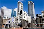 Skyscrapers viewed from Taku Square, Central Business District, Auckland, North Island, New Zealand, Pacific