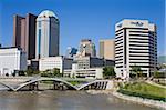 Skyline de Columbus et Scioto River, Columbus, Ohio, États-Unis d'Amérique, l'Amérique du Nord