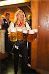 Serving beer at the Stuttgart Beer Festival, Cannstatter Wasen, Stuttgart, Germany, Europe