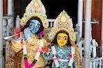 Gottheiten Sri Krishna und Sri Radhika (Radha) im Lalji Tempel, Kalna, West Bengal, Indien, Asien