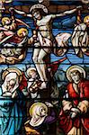 Vitrail de la Crucifixion, l'église de San Jeronimo, Madrid, Espagne, Europe