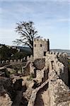 Maure Castle (Castelo dos Mouros) murs et remparts, patrimoine mondial de l'UNESCO, Sintra, District de Lisbonne, Portugal, Europe
