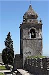 Bell tower on the walls of the castle, formerly a royal residence, at Montemor-o-Velho, Beira Litoral, Portugal, Europe