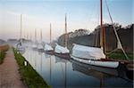 Nebligen Frühlingsmorgen am Horsey Staithe, Handelsembargo, Norfolk, England, Vereinigtes Königreich, Europa