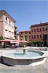 Piazza and fountain, Menaggio, Lake Como, Lombardy, Italy, Europe