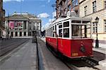 City tram and Opera House, Old Town, Wroclaw, Silesia, Poland, Europe