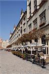 Place du marché et cafe, Old Town, Wroclaw, Silésie, Pologne, Europe