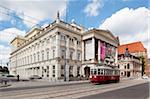 Opera House and city tram, Old Town, Wroclaw, Silesia, Poland, Europe