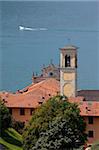 Church belltower, Sulzano, Lake Iseo, Lombardy, Italian Lakes, Italy, Europe