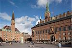 Hôtel de ville et place de l'hôtel de ville, Copenhague, Danemark, Scandinavie, Europe