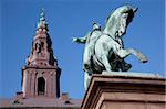 Christiansborg Palace and statue, Copenhagen, Denmark, Scandinavia, Europe