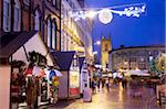 Marché de Noël et la cathédrale, Derby, Derbyshire, Angleterre, Royaume-Uni, Europe