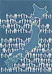 People holding hands and Japanese Archipelago