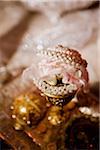 Flowers inside Ornate Egg-Shaped Box