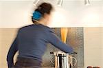 Woman cooking pasta