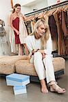 Two women shopping in a boutique