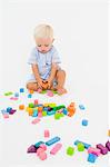 Baby boy playing with blocks