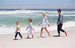 Family walking on the beach