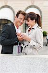 Couple holding a present, Paris, Ile-de-France, France