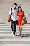 Couple on a crosswalk, Paris, Ile-de-France, France