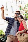 Couple smiling, Montmartre, Paris, Ile-de-France, France