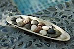 Close-up of pebbles in a tray