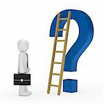 business man tie question mark blue ladder