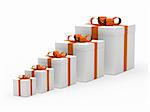 3d christmas gift box white orange ribbon