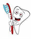 Tooth character with brush illustration