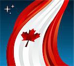 Canada flag illustration fluttering on blue background. Vector file available.