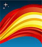 Spain flag illustration fluttering on blue background. Vector file available.