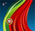 Portugal flag illustration fluttering on blue background. Vector file available.