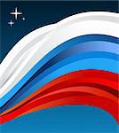 Russia flag illustration fluttering on blue background. Vector file available.