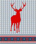Christmas reindeer silhouette on vintage seamless pattern background. Vector illustration.
