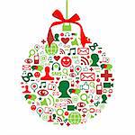 Christmas bauble shape made with social media icons set.