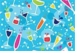 Colourful cups wallpaper on light blue background.