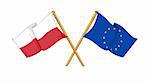 cartoon-like drawings of flags showing friendship between Poland and EU