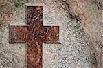 Cross carved in red granite
