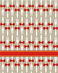 Seamless Christmas fork and bow pattern over beige background.