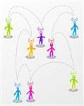Interactive multicolored abstract social people connected illustration.
