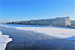 Saint-Petersburg. Palace Embankment and the Neva River  on a cold  winter sunny day